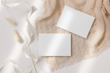 Wedding blank card with ribbon