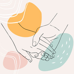 vector background with a silhouette of lovers holding hands. Vector illustration