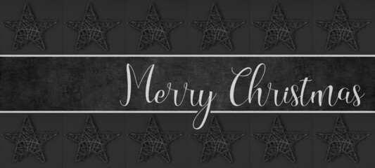 Fototapeta na wymiar Merry Christmas background template greeting card - Star from branches on dark black background