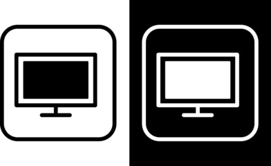 tv LCD icon, Two-tone version on black and white background outline. tv filled icon in the flat style set