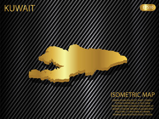 isometric map gold of Kuwait on carbon kevlar texture pattern tech sports innovation concept background. for website, infographic, banner vector illustration EPS10