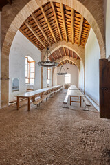 Fototapeta na wymiar Antique dining-room. Puig de Santa Maria sanctuary. Pollensa, Mallorca. Spain