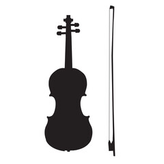 Violin icon on white background. Music instrument silhouette. flat style.
