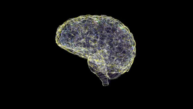PNG Alpha.Brain neurons Plexus animation.Medical HUD abstract technology template.Geometric lines and dots.Illustration of thinking process.