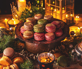 Gourmet dessert of French macarons