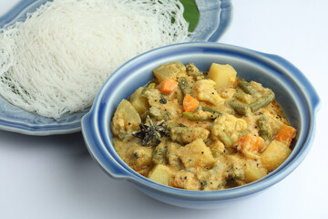 Vegetable Kurma and idiyappam, south Indian breakfast