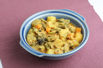 Vegetable coconut Kurma, a South Indian dish