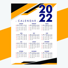 Stylish geometric 2022 new year calendar template design Vector