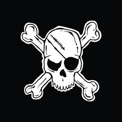 hand drawn pirate skull and crossbones, can be used for shirt designs, jackets, logos, etc 