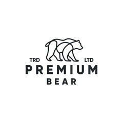 Monoline premium bear modern style logo design