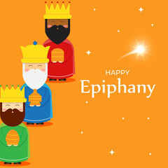 Vector illustration of Epiphany, Christian festival, three wise men
