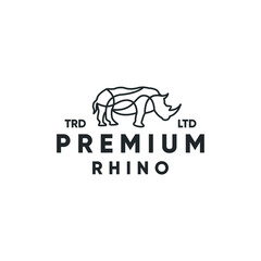 Monoline premium rhino modern style logo design