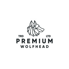 Monoline premium wolf head modern style logo design