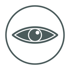 Eye, eyeball, look, see, view, vision, watch icon. Gray vector sketch.