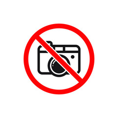 No camera sign. Photography not allowed isolated on white background. Vector