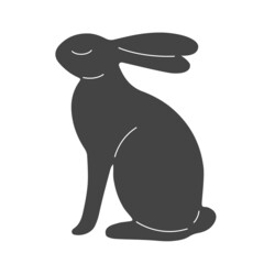 Easter bunny, rabbit silhouette. Isolated minimal vector clip art.