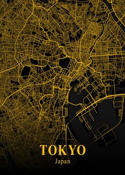 Tokyo - Japan Gold City Map