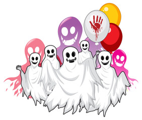 Group of white scary ghosts