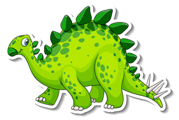 Obraz premium Stegosaurus dinosaur cartoon character sticker