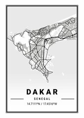 Dakar - Senegal Light City Map