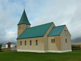 Fototapeta na wymiar Church Faskrudarbakkakirkja, Eyjar og Miklaholt, district Vesturland, Snaefellsnes Peninsula, Iceland, Europe 