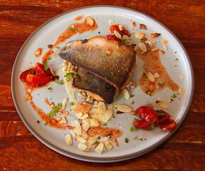 Butter fried arctic charr in a restaurant in Iceland, Europe
