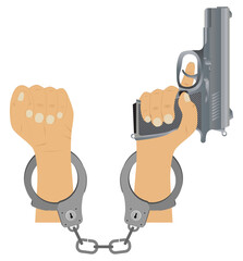 Hands in handcuffs.