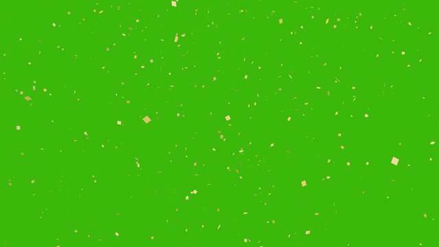 Falling gold confetti animation green screen chroma key