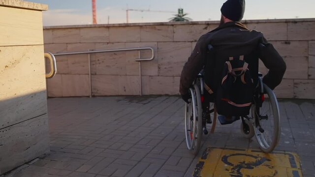 Handicapped person in disability-friendly city