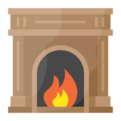 Fireplace Concept, Warm and Cozy Room Vector Color Icon Design, Winter Season activities Symbol, Coldest Weather Sign, Snow and frost Stock Illustration