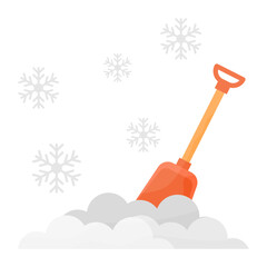 Snow removing from Road Concept, Snowfall Cleaning or sleigh shovels Vector Color Icon Design, Winter Season activities Symbol, Coldest Weather Sign, Snow and frost Stock Illustration