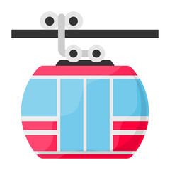 Cable Car Concept, Aerial Lift Vector Color Icon Design, Winter Season activities Symbol, Coldest Weather Sign, Snow and frost Stock Illustration