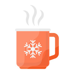 Hot Cocktails Concept, Ceramic Snowflakes Printed Mug Vector Color Icon Design, Winter Season activities Symbol, Coldest Weather Sign, Snow and frost Stock Illustration