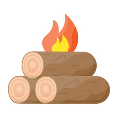 Fire Wood Concept, Campfire Vector Color Icon Design, Winter Season activities Symbol, Coldest Weather Sign, Snow and frost Stock Illustration