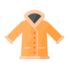 Orange Long Jacket Concept Vector Color Icon Design, Winter Season activities Symbol, Coldest Weather Sign, Snow and frost Stock Illustration