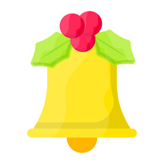 Anniversary Bells with Holly Berry Concept Vector Color Icon Design, Winter Season activities Symbol, Coldest Weather Sign, Snow and frost Stock Illustration