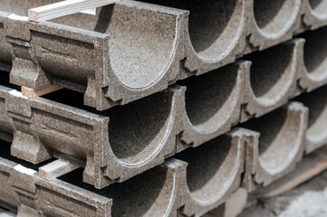 a stack of concrete blocks
