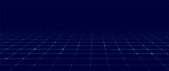 Wireframe landscape. Vector perspective grid. Digital space. Mesh on a white background.