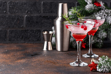 Cranberry margarita cocktail. Christmas drink