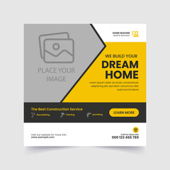 Construction handyman home repair flyer social media post amp web banner template design, Modern abstract flat corporate real estate construction social media post