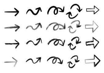 手描き矢印セット/白黒