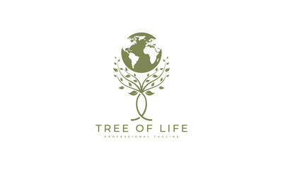 tree and earth. tree of life logo design