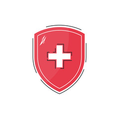 Immune shield concept in flat style, vector