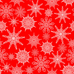 White elegant snowflakes christmas simple drawing new year seamless ornament red background