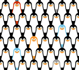Penguin pattern seamless. flightless seabird background. vector texture. Baby fabric ornament