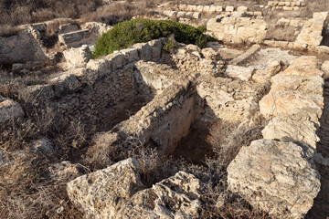 Excavations  of the ancient Phoenician city Tel Shikmona, on the shores of the Mediterranean Sea, near Haifa city, on north of Israel