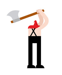 Executioner with ax isolated. butcher and axe. vector illustration