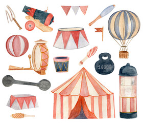 Vintage circus, tent. Watercolor illustration © Inna