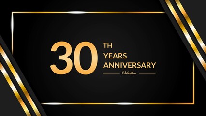 Luxurious and elegant design to celebrate 30th anniversary with black and gold. vector illustration