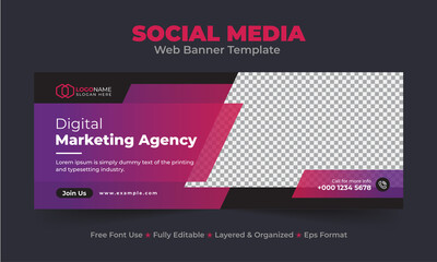 Digital marketing agency social media post or web banner template